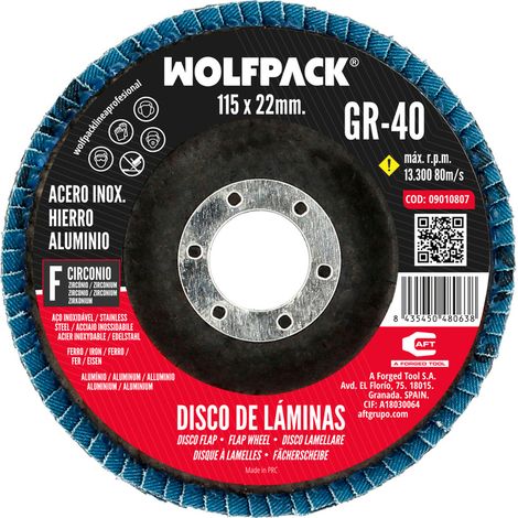 Disco abrasivo lamellare in acciaio inox allo zirconio - Plus 115x22 mm. Grana 40