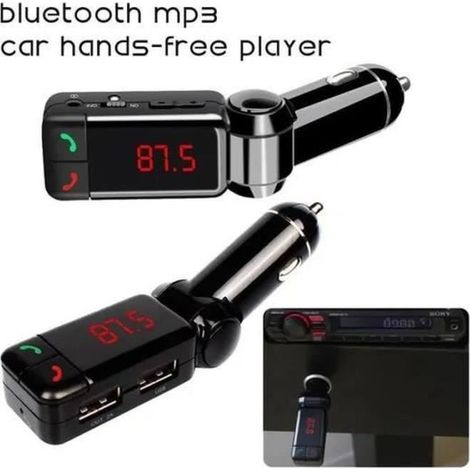 Kit mains libres Bluetooth LCD pour voiture A615246 avec transmetteur FM, lecteur MP3 A2DP, chargeur USB pour Android ISO (1/4)