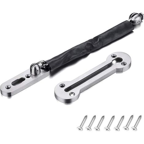 Betterlifefg-acier inoxydable Chaîne Serrure à pêne coulissant Boucle de serrure de porte de sécurité Finition brossée Chaîne enveloppée de cuir pour la sécurité de la porte et de la maison (argent) (1/3)