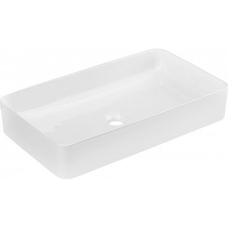 Vasque en céramique Slim - 34 x 61 x 11 cm - Blanc - Livraison gratuite (1/3)