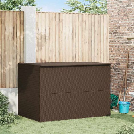 Boîte de stockage de jardin marron 150x100x100cm Résine tressée
