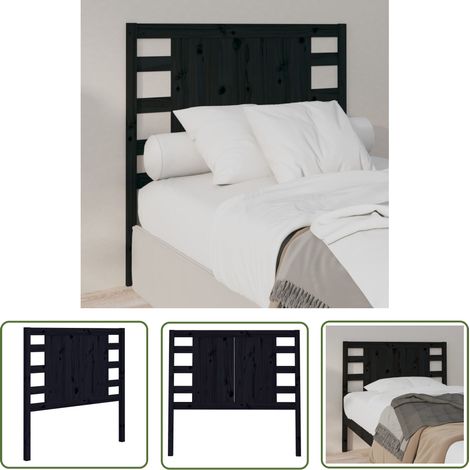 Tête de lit Style Classique Armoire de lit - Noir 81x4x100 cm Bois massif de pin BV331160 - BonneVie (1/5)