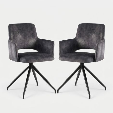 Sillón de tela efecto terciopelo con patas de metal Lysandra - Antracita