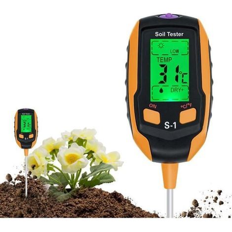 4-in-1 Soil Moisture Tester: Digital Plant Thermometer for Gardening, Farming, and Outdoor Plants.