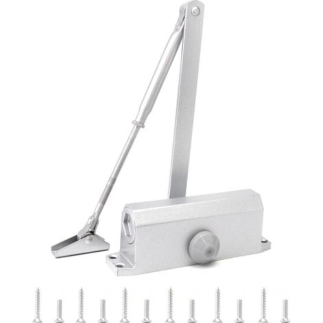 Automatischer, federbelasteter Türschließer mit Verriegelungsfunktion, für Innen- und Außentüren, 40–60 kg, Silber