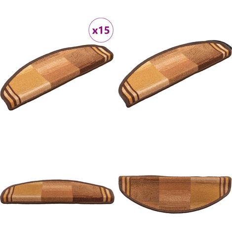 Tappetini Autoadesivi per Scale 15 pz Marronie 65x21x4 cm - Tappetini antiscivolo - Tappetini per gradini