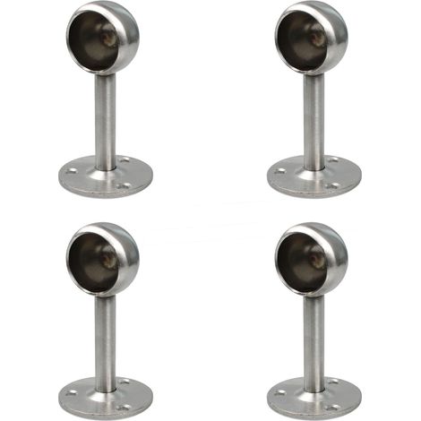 Support de tringle pour penderie - Support de fixation plafond pour rideau de douche - Lot de 4 - Argent - Semi-perforé - 19 mm