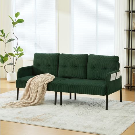 3-Sitzer Sofa Cord mit Seitentasche ergonomisch Emerald OKMYHOME (1/5)