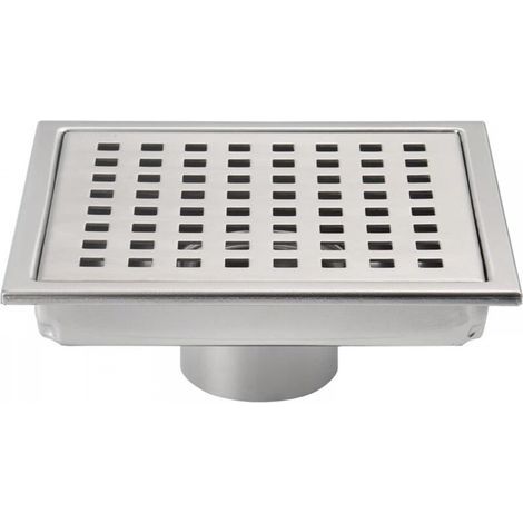 Siphon de sol carré de 6 pouces, grille avec couvercle amovible, acier inoxydable SUS304, nickel brossé (1/4)