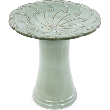 Bagnetto per uccelli in ceramica verde chiaro Ø 43 cm, altezza 45 cm, HOMVRA (1/5)