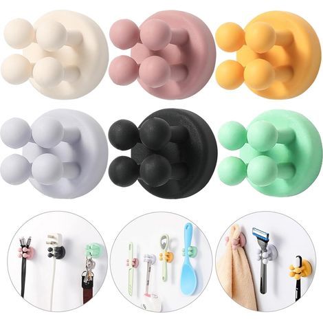 Portaspazzolino da bagno in silicone, porta rasoio per doccia, fissaggio a parete autoadesivo, gancio multifunzionale per bambini. (1/5)
