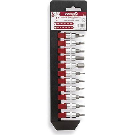 Set à 11-tlg. Innensechskant- und Torx-Steckschlüssel 1/4  DOGHER 507-051
