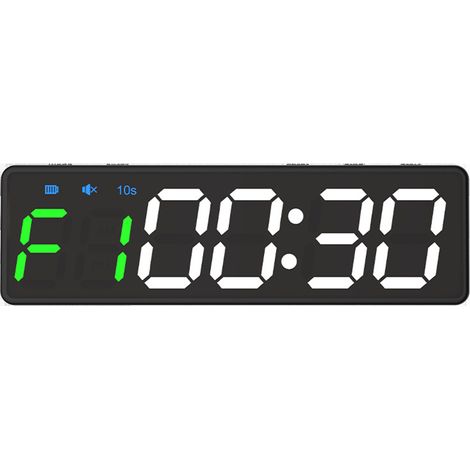 Minuteur Fitness - Minuteur Interval Training - Pour Boxe Et Entrainement Physique - Affichage LED Vert-Blanc - 130 X 39 X 23 5 Mm - 1 Pièce (1/5)
