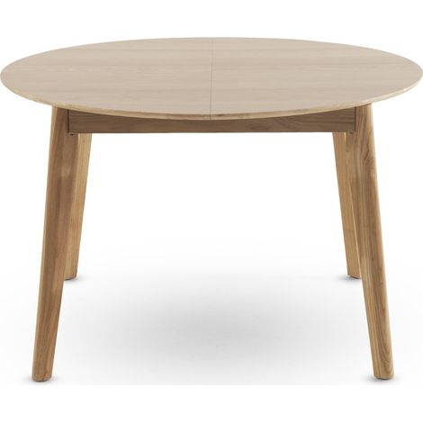 Ausziehbarer Tisch, 120/150 cm Durchmesser, Beine aus Hevea-Holz mit Eichenfurnierplatte (1/5)