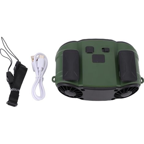 Mini ventilateur portable à la taille, 5 vitesses, flux d'air grand angle, batterie rechargeable USB, moteur sans balais, refroidissement puissant, cordon de serrage, idéal pour les chantiers et le ca (1/5)