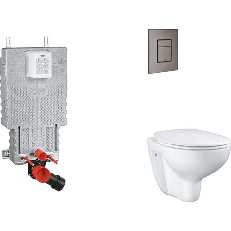 Grohe Uniset - Set bâti-support, cuvette, abattant SoftClose, plaque de déclenchement Skate Cosmopolitan, Hard Graphite brossé SANI15BB5102 (1/5)