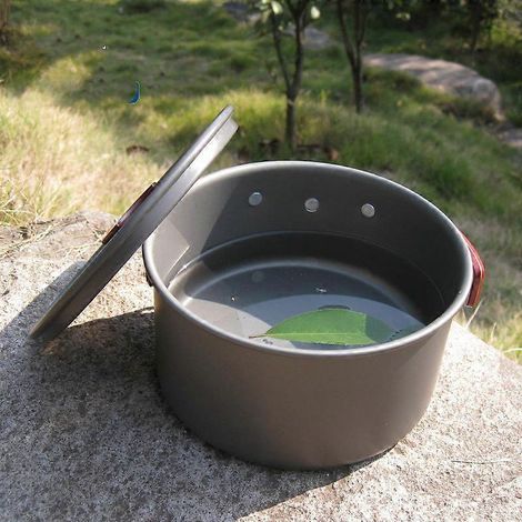 Carafe individuelle d'extérieur en alliage d'aluminium oxydé de haute qualité, antiadhésive, pour pique-nique et camping, ustensiles de cuisine. (1/5)