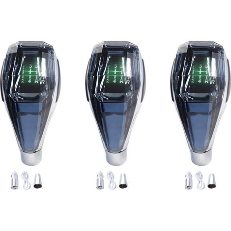 3X Maniglie universali a LED per auto con cristalli, pomello del cambio manuale, testa della leva per