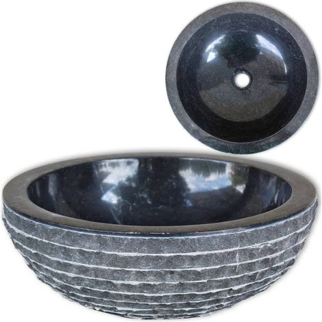 Lavabo mármol 40 cm negro vidaXL (1/2)