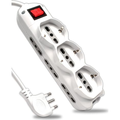 V-TAC Ciabatta Multipresa Elettrica 9 Posti con Interruttore e Cavo 1,5mt - 6 Prese Laterali 10/16A Bipasso e 3 Frontali 10/16A Bipasso Shuko - Presa per Casa, Ufficio, Negozio - Spina 16A (1/5)