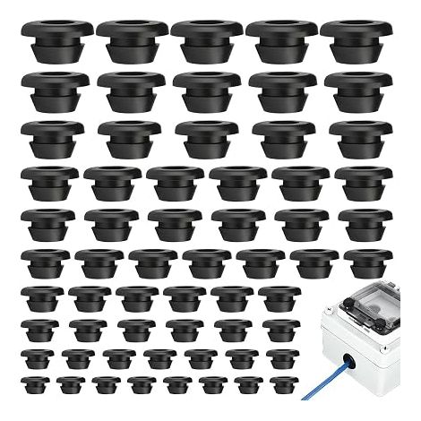 100 x Eyelets en caoutchouc pour trous et eyelets pour câbles en forme de tour (1/5)