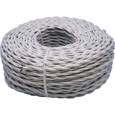 Cavo Elettrico Intrecciato Cotone 2 x 1 mm Bianco venduto a metro