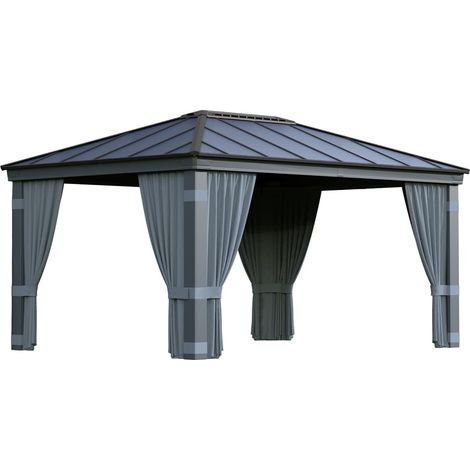 Palram - Canopia – Rideaux pour pavillon Dallas 4900 – Set de 4 rideaux résistants aux UV – Installation rapide avec clips – Lavable à froid (1/5)