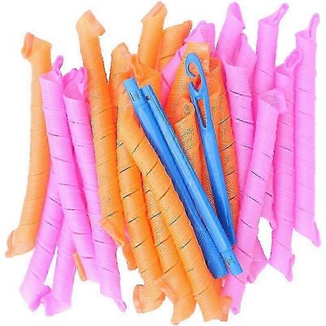 Un ensemble de 10 fers à friser spiralés spécialement conçus pour les cheveux longs, sans chauffage, 45 cm, avec crochets de coiffage. (1/5)