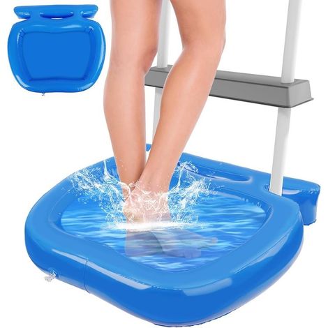 Bain de pieds pour piscine, bac gonflable de rinçage des pieds pour échelle d'accès, bassin portable pour piscines enterrées et hors-sol (1/5)