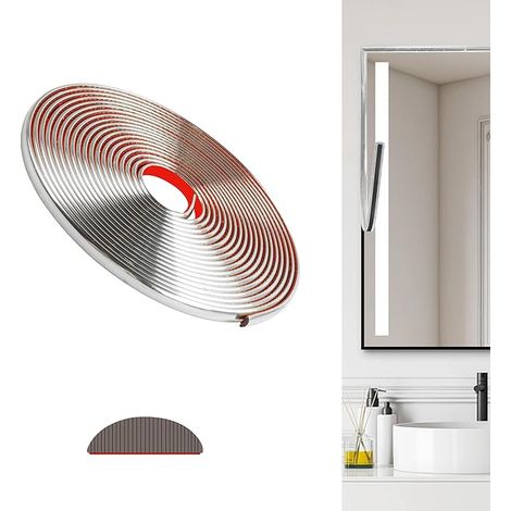 PVC Baguette de Finition, Moulure Murale, Bande Décorative Flexible Murs, Plafonds, Sols, Armoires, Carrelages, Miroirs(600cm,Argent) (1/5)