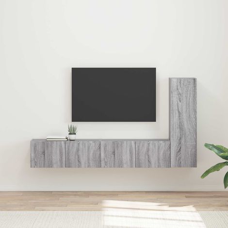 TV-Schrankset Wandmontiert 3 pcs Graues Sonoma Holzwerkstoff