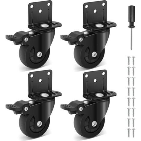 50mm L Mounting Plate Heavy Duty Furniture Casters, Small Rubber Swivel Casters 270kg Capacity, Quiet Caster with Brake for Table, Wardrobe, Baby Bed, Set of 4 (1/5)
