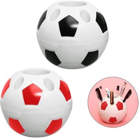 Pot à stylos football, 2 porte-stylos en plastique pour étudiants, pour la décoration de la maison, du bureau, de la salle de football, pot à stylos créatif multifonctionnel de style football (1/5)