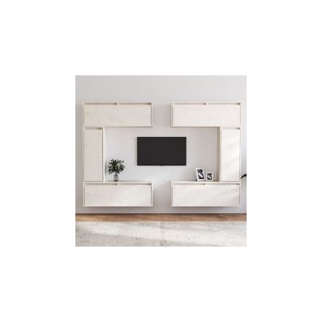 Meubles TV 6 pcs Blanc Bois massif de pin (1/5)
