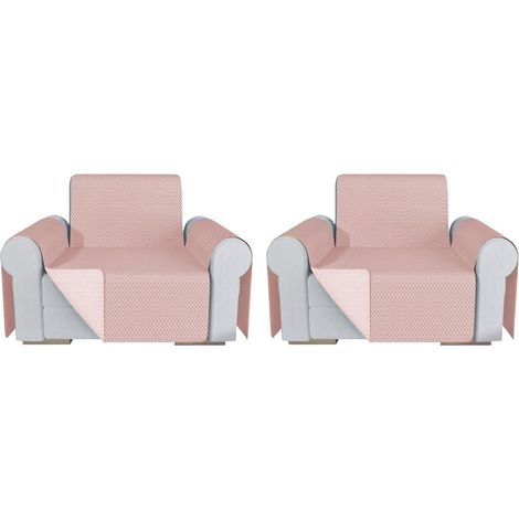 Coppia Set 2 Copripoltrona Proteggi Salva Poltrona Universale Fodera Double Face Elegante - Rosa