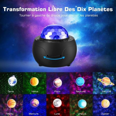 Sternenprojektorlampe, 32 Modi, 10 Planeten, Sternenhimmelprojektor, wiederaufladbares Nachtlicht für Kinder, LED-Sternenprojektorlampe mit einstellbarer Helligkeit, Bluetooth und Fernbedienung für Ba (1/4)