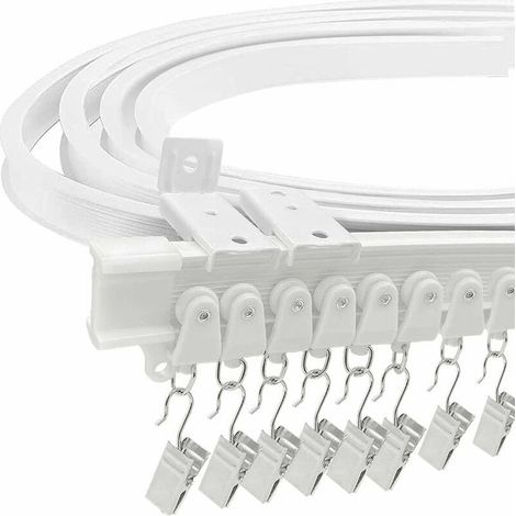 Tringle à rideau flexible 3M – Acier plastique durable – Longueur adaptable – 24 crochets et poulies inclus – Pour baies vitrées et douches (1/5)
