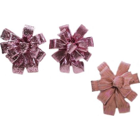 Fiocco rosa da puntale per albero di natale decorazioni addobbi natalizi cm79x30 (1/5)