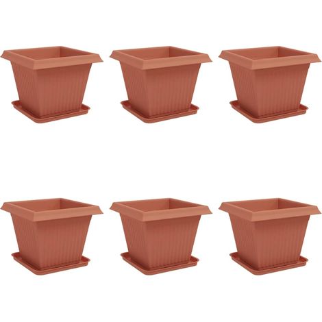 Maison Exclusive - Vasi per Piante 6 pcs Rosso Mattone 38 x 38 x 30 cm Plastica