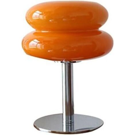 Lampe de Table Minimaliste Moderne en verre Champignon,Abat-Jour Rétro Couleur Macaron éclairage de Table de Chevet décoratif pour Salon, Chambre à Coucher (Orange) (1/5)