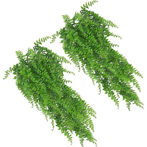 Lot de 10 lianes de fougère persane artificielles en plastique, verdure suspendue synthétique pour déco mur intérieur extérieur mariage terrasse balcon (1/4)