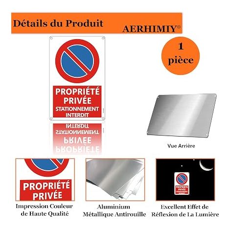 Parking Sign Private Property Reflective Aluminium 20 x 30 cm Metal Sign - Waterproof, With Drilled Holes (1/4)