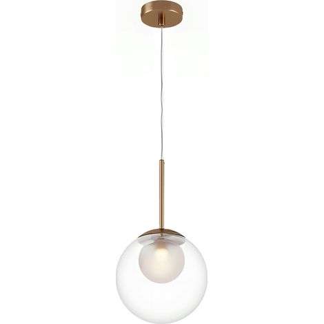 Suspension globe en verre & tige or, 20 cm DELTONA (1/4)