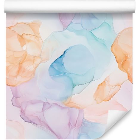 Papel pintado Ink blanco, crema y azul celeste para salón y dormitorio, 50x1000 cm (1/5)
