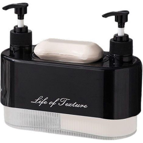 Distributeur de savon liquide à double tête avec flacon amovible pour liquide vaisselle, gel douche et savon pour le corps - Bouteille à pompe vide rechargeable Jikaix-AquaForge (1/5)