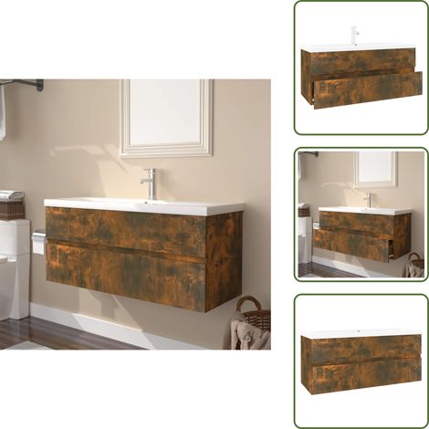 Bagno moderno - vidaXL Mobile Bagno con Lavabo Integrato Rovere Fumo Legno Multistrato - Mobile in legno multistrato
