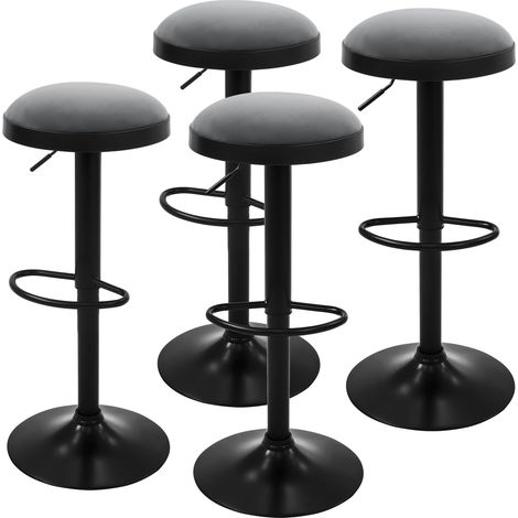 ML-Design Sgabelli per cucina regolabili in altezza imbottiti in schiuma set 4 sedie alte da bar girevoli 360° rivestimento in velluto con struttura in acciaio e poggiapiedi per bancone e isola antrac (1/5)