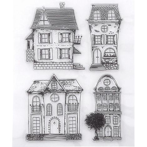 Cartes photo pour scrapbooking, tampons en caoutchouc transparents, maison (1/4)