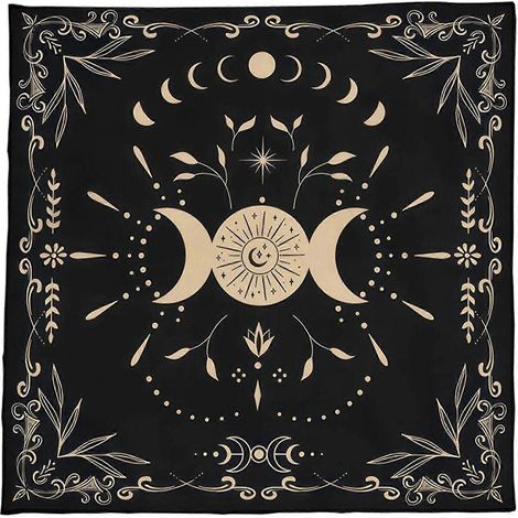 Tapis de jeu carré en flanelle pour tarot, oracles astrologiques, cartes de divination, 60 x 60 cm (1/5)