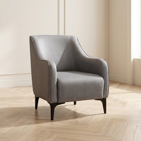 Modern ländlicher Sessel aus grauem Stoff Belissimo